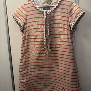 Burberry London Dress | Linen Short Sleeve Dress Perfect for Fall |Ruffle Detail